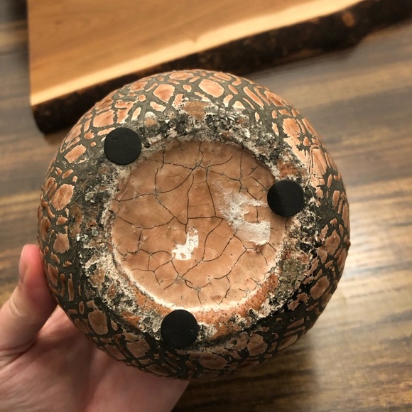 Textured Pink and Gray Lava Crackled Ceramic Planter - Picture 10 of 12